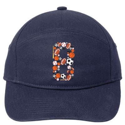 8th Birthday 8 Years Old Sports Baller 7-Panel Snapback Hat