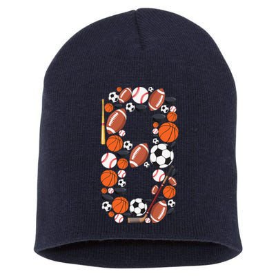 8th Birthday 8 Years Old Sports Baller Short Acrylic Beanie