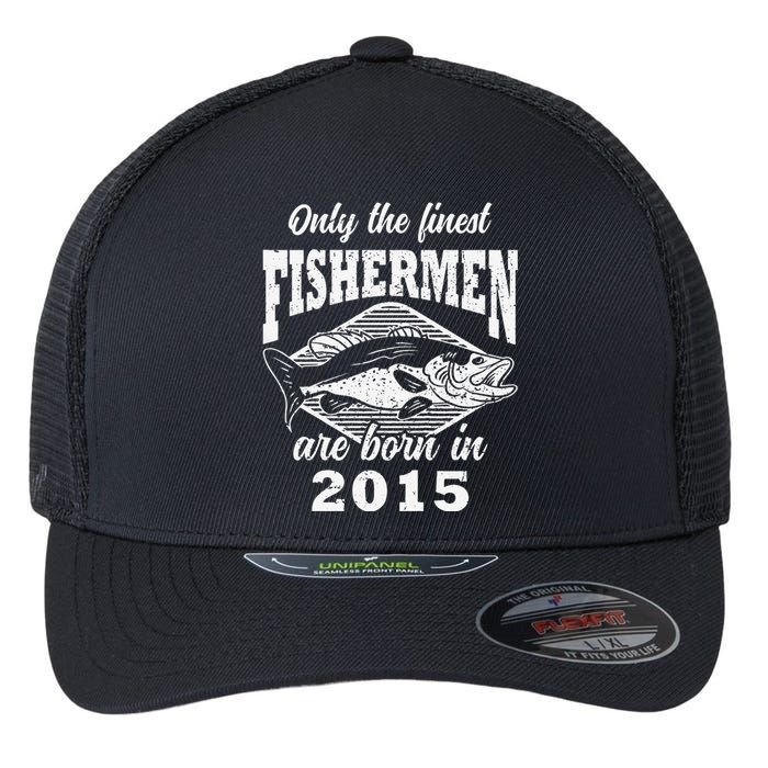 8th Birthday 8 Years Old Fishermen Fishing Born 2015 Flexfit Unipanel Trucker Cap