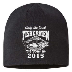 8th Birthday 8 Years Old Fishermen Fishing Born 2015 Sustainable Beanie