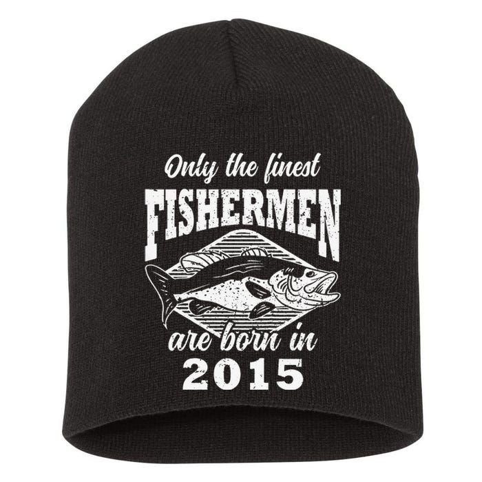 8th Birthday 8 Years Old Fishermen Fishing Born 2015 Short Acrylic Beanie