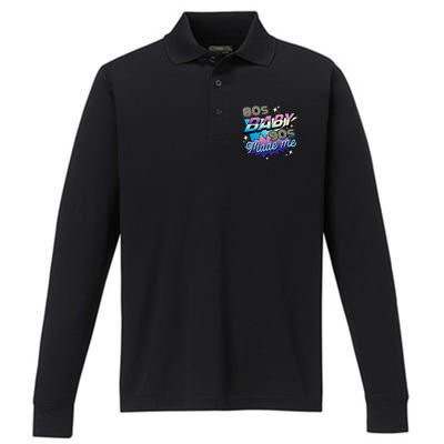 80s Baby 90s Made Me Retro Performance Long Sleeve Polo