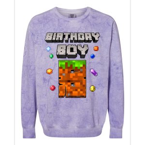 8th Birthday Boy 8 Video Garner Pixel Number Eight Bday Party Colorblast Crewneck Sweatshirt