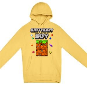 8th Birthday Boy 8 Video Garner Pixel Number Eight Bday Party Premium Pullover Hoodie