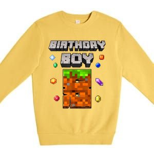 8th Birthday Boy 8 Video Garner Pixel Number Eight Bday Party Premium Crewneck Sweatshirt