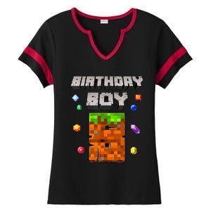 8th Birthday Boy 8 Video Garner Pixel Number Eight Bday Party Ladies Halftime Notch Neck Tee