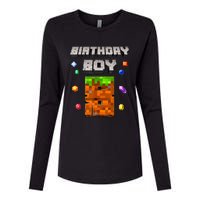 8th Birthday Boy 8 Video Garner Pixel Number Eight Bday Party Womens Cotton Relaxed Long Sleeve T-Shirt