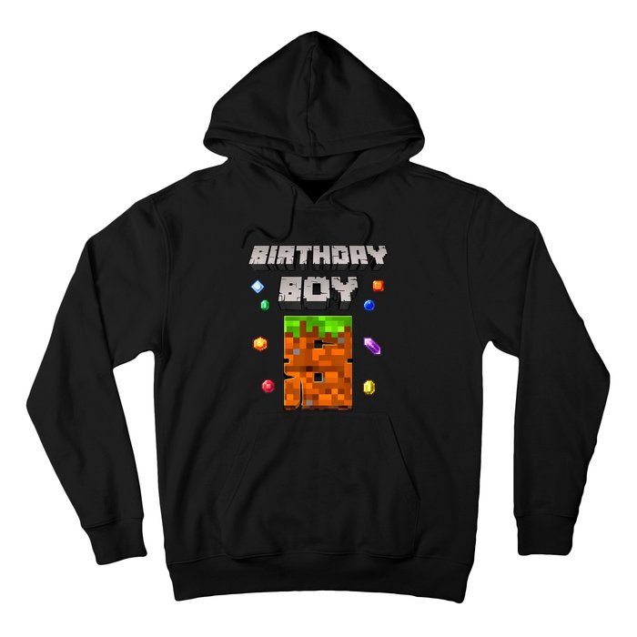 8th Birthday Boy 8 Video Garner Pixel Number Eight Bday Party Hoodie