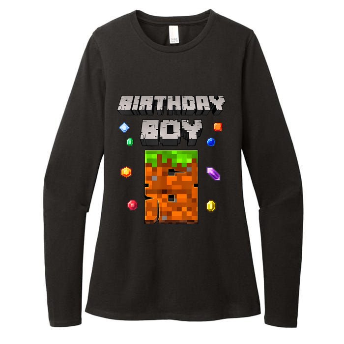 8th Birthday Boy 8 Video Garner Pixel Number Eight Bday Party Womens CVC Long Sleeve Shirt