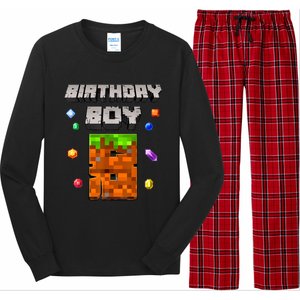 8th Birthday Boy 8 Video Garner Pixel Number Eight Bday Party Long Sleeve Pajama Set