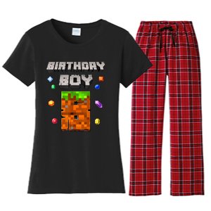 8th Birthday Boy 8 Video Garner Pixel Number Eight Bday Party Women's Flannel Pajama Set