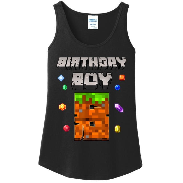 8th Birthday Boy 8 Video Garner Pixel Number Eight Bday Party Ladies Essential Tank