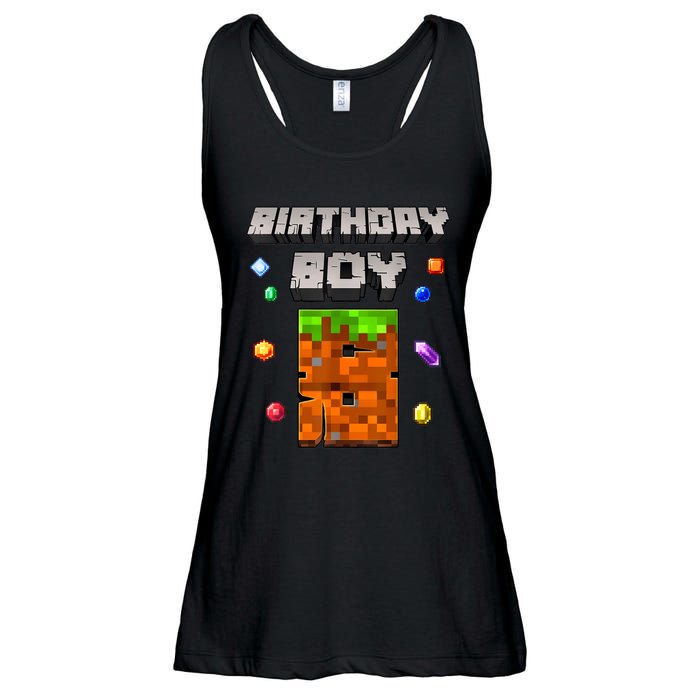 8th Birthday Boy 8 Video Garner Pixel Number Eight Bday Party Ladies Essential Flowy Tank