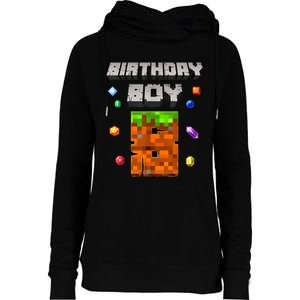 8th Birthday Boy 8 Video Garner Pixel Number Eight Bday Party Womens Funnel Neck Pullover Hood