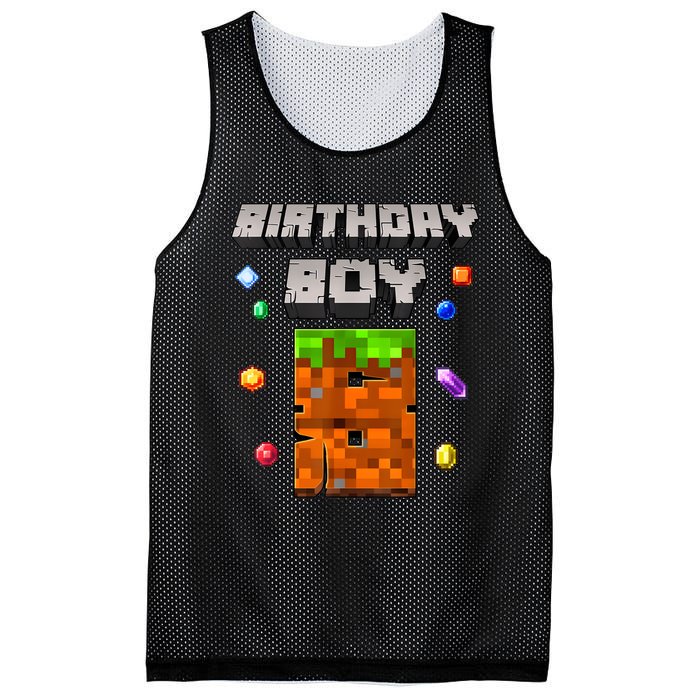 8th Birthday Boy 8 Video Garner Pixel Number Eight Bday Party Mesh Reversible Basketball Jersey Tank