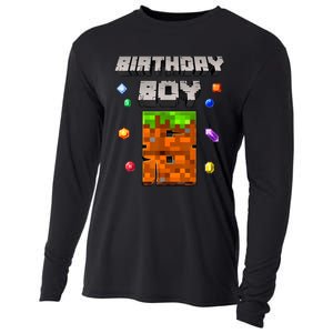 8th Birthday Boy 8 Video Garner Pixel Number Eight Bday Party Cooling Performance Long Sleeve Crew