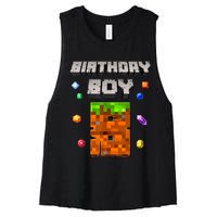 8th Birthday Boy 8 Video Garner Pixel Number Eight Bday Party Women's Racerback Cropped Tank