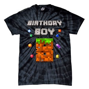 8th Birthday Boy 8 Video Garner Pixel Number Eight Bday Party Tie-Dye T-Shirt