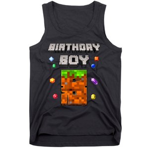 8th Birthday Boy 8 Video Garner Pixel Number Eight Bday Party Tank Top