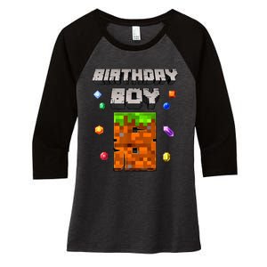 8th Birthday Boy 8 Video Garner Pixel Number Eight Bday Party Women's Tri-Blend 3/4-Sleeve Raglan Shirt