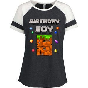 8th Birthday Boy 8 Video Garner Pixel Number Eight Bday Party Enza Ladies Jersey Colorblock Tee