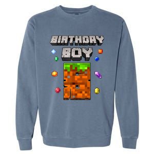 8th Birthday Boy 8 Video Garner Pixel Number Eight Bday Party Garment-Dyed Sweatshirt