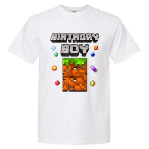 8th Birthday Boy 8 Video Garner Pixel Number Eight Bday Party Garment-Dyed Heavyweight T-Shirt