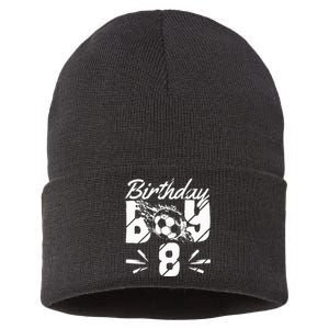 8th Birthday Birthday Boy Birthday Boy Soccer Fan Sustainable Knit Beanie