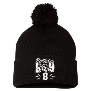 8th Birthday Birthday Boy Birthday Boy Soccer Fan Pom Pom 12in Knit Beanie