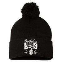 8th Birthday Birthday Boy Birthday Boy Soccer Fan Pom Pom 12in Knit Beanie