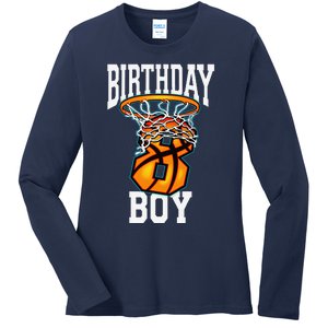 8th Birthday Basketball 8 Years Old Gift Ladies Long Sleeve Shirt