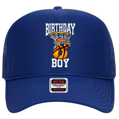 8th Birthday Basketball 8 Years Old Gift High Crown Mesh Back Trucker Hat