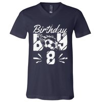 8th Birthday Birthday Boy Birthday Boy Soccer Fan V-Neck T-Shirt