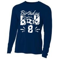 8th Birthday Birthday Boy Birthday Boy Soccer Fan Cooling Performance Long Sleeve Crew