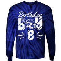 8th Birthday Birthday Boy Birthday Boy Soccer Fan Tie-Dye Long Sleeve Shirt