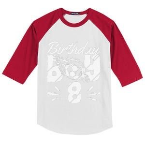 8th Birthday Birthday Boy Birthday Boy Soccer Fan Kids Colorblock Raglan Jersey