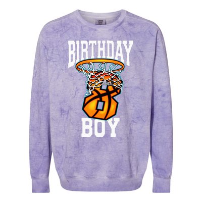 8th Birthday Basketball 8 Years Old Kids Gift Colorblast Crewneck Sweatshirt