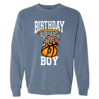 8th Birthday Basketball 8 Years Old Kids Gift Garment-Dyed Sweatshirt