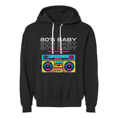 80S Baby Boombox Vintage Nostalgia Wear Retro Inspired Garment-Dyed Fleece Hoodie