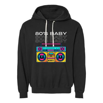 80S Baby Boombox Vintage Nostalgia Wear Retro Inspired Garment-Dyed Fleece Hoodie