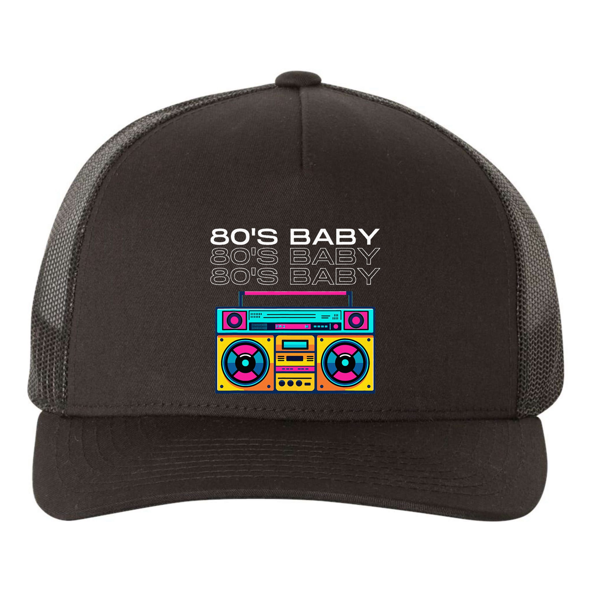 80S Baby Boombox Vintage Nostalgia Wear Retro Inspired Yupoong Adult 5-Panel Trucker Hat