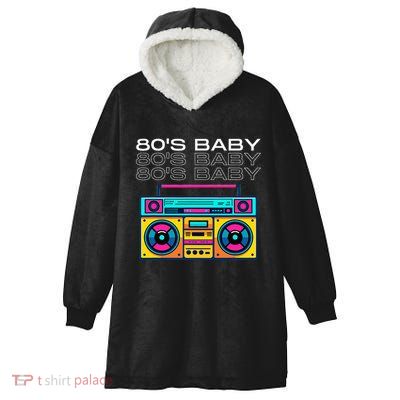 80S Baby Boombox Vintage Nostalgia Wear Retro Inspired Hooded Wearable Blanket