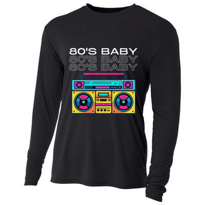 80S Baby Boombox Vintage Nostalgia Wear Retro Inspired Cooling Performance Long Sleeve Crew