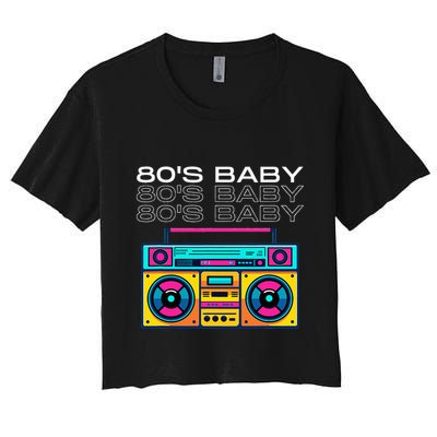 80S Baby Boombox Vintage Nostalgia Wear Retro Inspired Crop Top