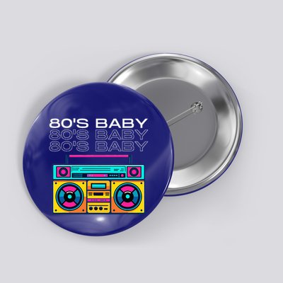 80S Baby Boombox Vintage Nostalgia Wear Retro Inspired Button