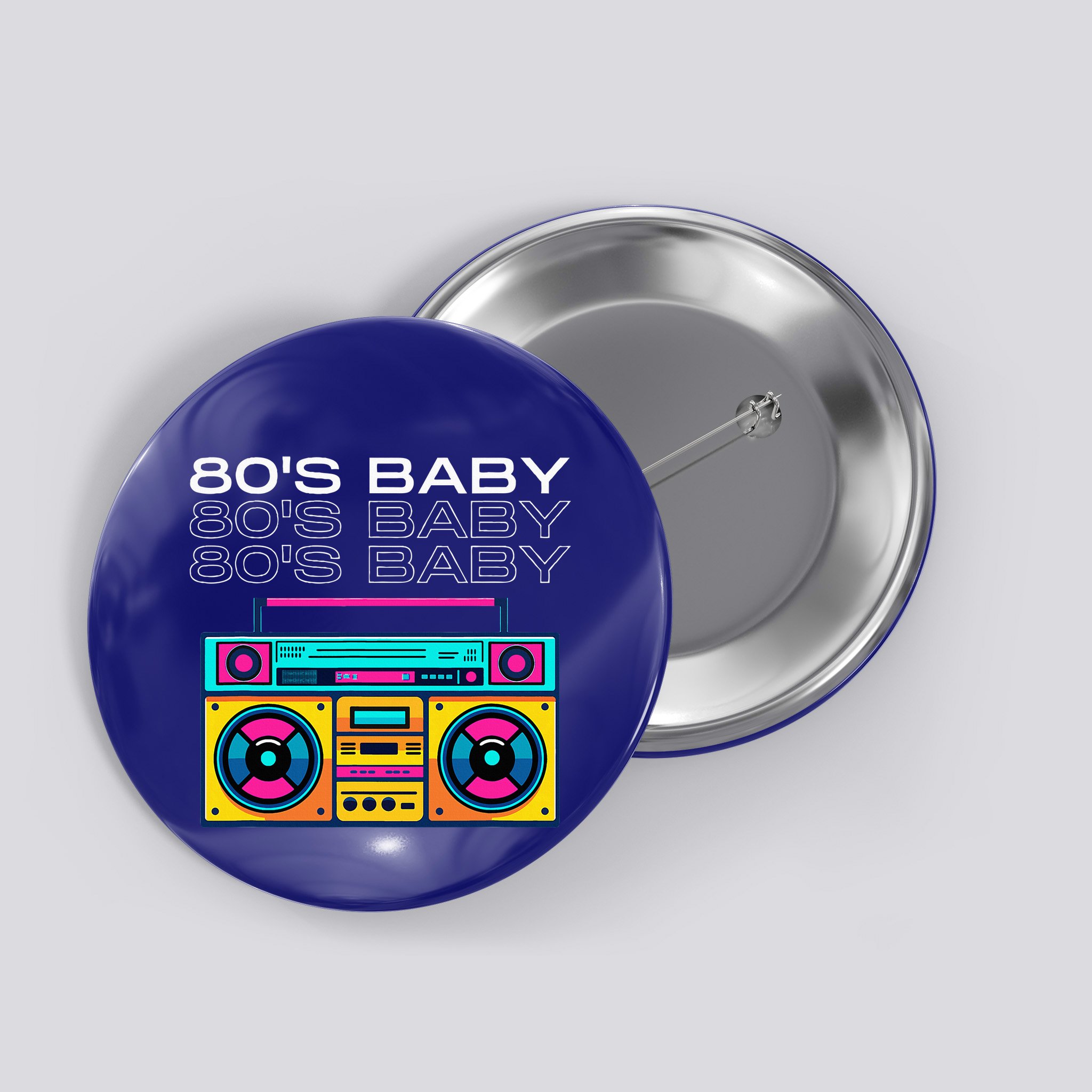 80S Baby Boombox Vintage Nostalgia Wear Retro Inspired Button