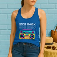 80S Baby Boombox Vintage Nostalgia Wear Retro Inspired Womens Tank Top