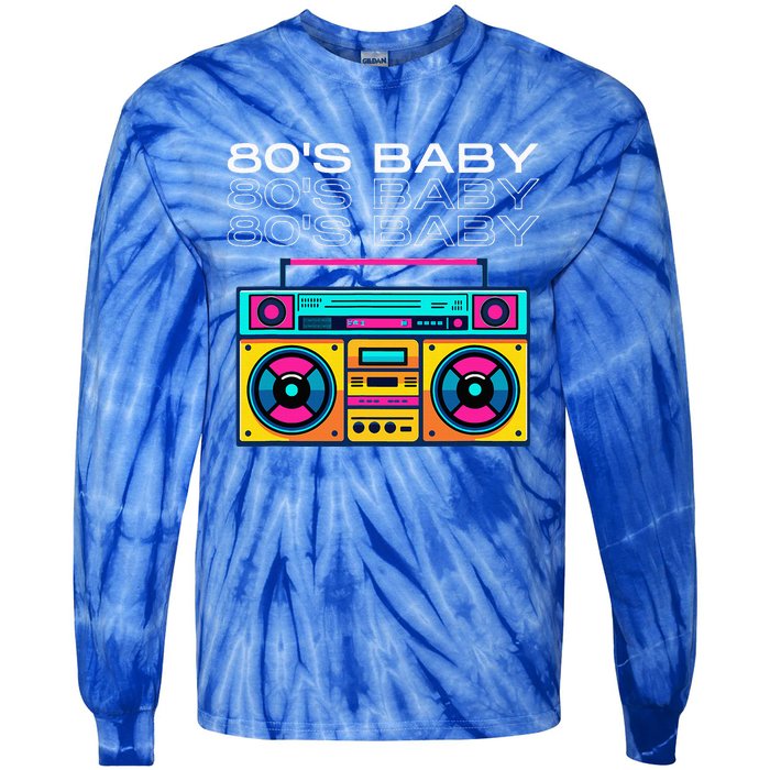 80S Baby Boombox Vintage Nostalgia Wear Retro Inspired Tie-Dye Long Sleeve Shirt