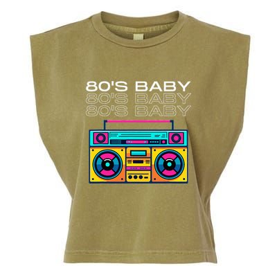 80S Baby Boombox Vintage Nostalgia Wear Retro Inspired Garment-Dyed Women's Muscle Tee