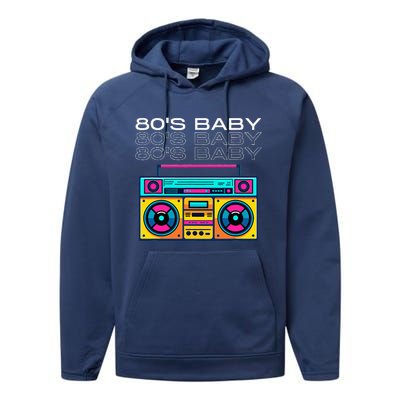 80S Baby Boombox Vintage Nostalgia Wear Retro Inspired Performance Fleece Hoodie